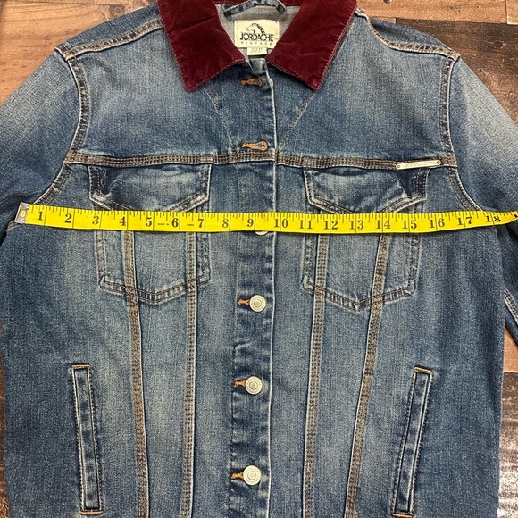 Jordache Denim Jacket with Burgundy Collar - Picture 3 of 10